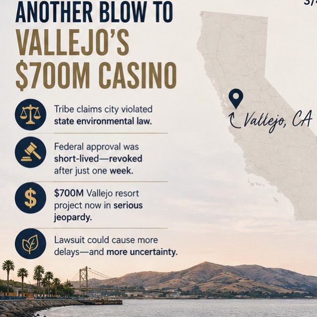 Looks like the Titos & Titas will still have to drive to @cachecreekcasino, @gratoncasino or @redhawkcasino for now 🎰

Been hearing about the dynamics behind this one for a while. With the way things are lining up federally, I don’t see this getting pushed through.

What do my Vallejo people think? 👀