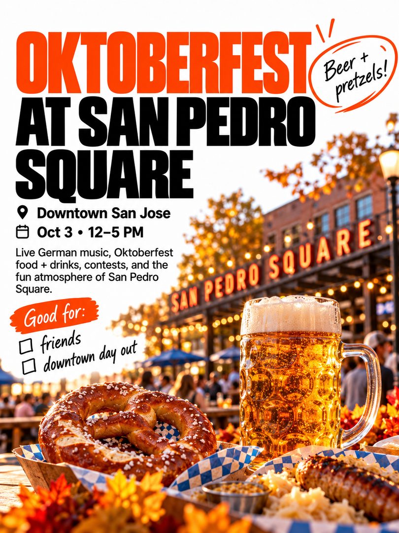 October in San Jose + the South Bay is packed 🍂🎃
If you’re looking for things to do this month, save this list for fall festivals, family-friendly events, Halloween activities, local food, and a few fun weekend plans around San Jose, Los Gatos, Mountain View, and Santana Row.
A few October picks:
Glass Pumpkin Festival at Santana Row
Oktoberfest at San Pedro Square
Pumpkins in the Park at Discovery Meadow
St. Mary’s Country Fair in Los Gatos
Spooky Times at Deer Hollow Farm
Pumpkin Picasso at Santana Row
Trick-or-Treat the Row
Which one are you adding to your October plans?
Save this carousel for later and send it to someone who needs weekend ideas.