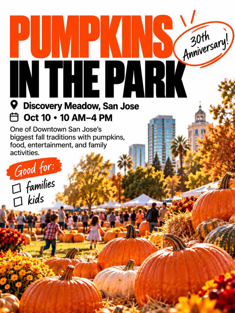 October in San Jose + the South Bay is packed 🍂🎃
If you’re looking for things to do this month, save this list for fall festivals, family-friendly events, Halloween activities, local food, and a few fun weekend plans around San Jose, Los Gatos, Mountain View, and Santana Row.
A few October picks:
Glass Pumpkin Festival at Santana Row
Oktoberfest at San Pedro Square
Pumpkins in the Park at Discovery Meadow
St. Mary’s Country Fair in Los Gatos
Spooky Times at Deer Hollow Farm
Pumpkin Picasso at Santana Row
Trick-or-Treat the Row
Which one are you adding to your October plans?
Save this carousel for later and send it to someone who needs weekend ideas.