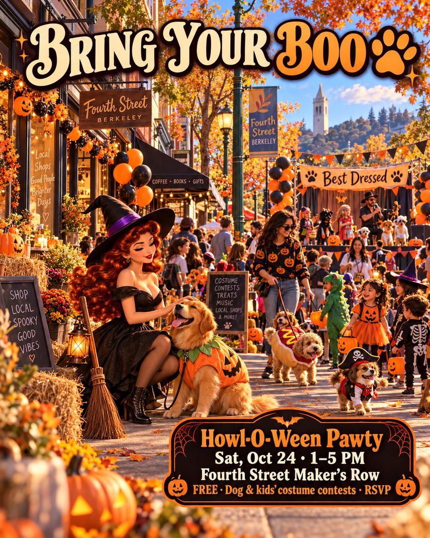 🧙‍♀️ Where to go for Halloween in NW Berkeley 2026, Part 1 🎃

Looking for Halloween events and things to do in Berkeley this October? Here are the best family-friendly, dog-friendly and grown-up Halloween activities happening the weekend of Oct 23–24:

🍷 Halloween Market, Fri 10/23, 5–9 PM
Donkey & Goat Winery, 1340 Fifth St. Free, all ages, costumes welcome! Local artists, live music & wine.

🐶 Howl-O-Ween Pawty (dog costume contest), Sat 10/24, 1–5 PM
Fourth Street Maker’s Row. Free dog & kids’ costume contests + trick-or-treating. RSVP!

🎃 Floating Pumpkin Patch, Sat 10/24, 10 AM–4 PM
West Campus Pool, 2100 Browning St. Swim for your pumpkin! $15 residents. Pre-register, no walk-ins.

📌 Save this Berkeley Halloween guide
👻 Tag your Halloween crew
🖤 Part 2 tomorrow: where to trick-or-treat & what to do on Halloween weekend in Berkeley!

#berkeleyhalloween #halloweenberkeley #thingstodoinberkeley #berkeleyevents #halloweenevents2026 #eastbayhalloween #bayareahalloween #halloweennearme #trickortreat #familyfriendlyberkeley #dogfriendlyberkeley #berkeley #fourthstreetberkeley #eastbayevents #oliverdavisreal estate agent