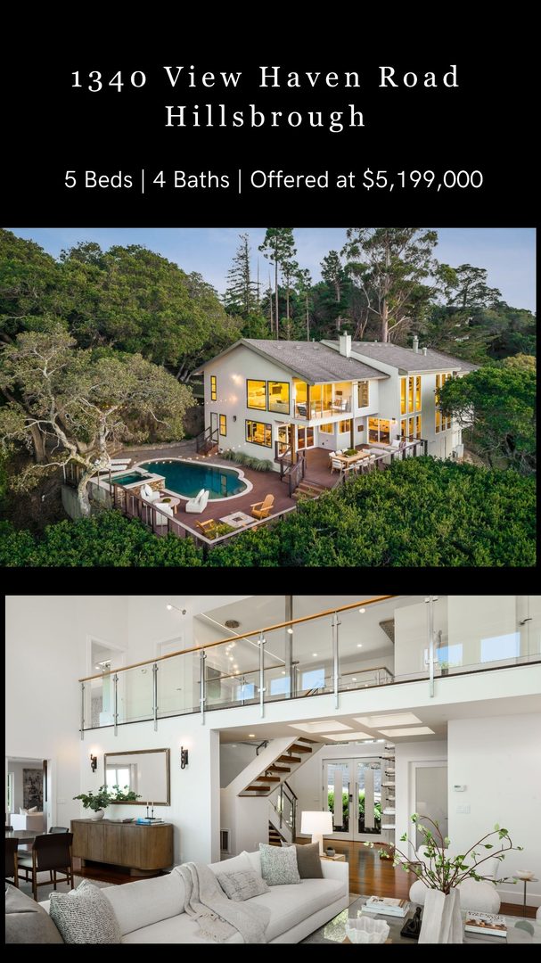 1340 View Haven Road | Hillsborough
Offered at $5,199,000
Commanding sweeping views of San Francisc