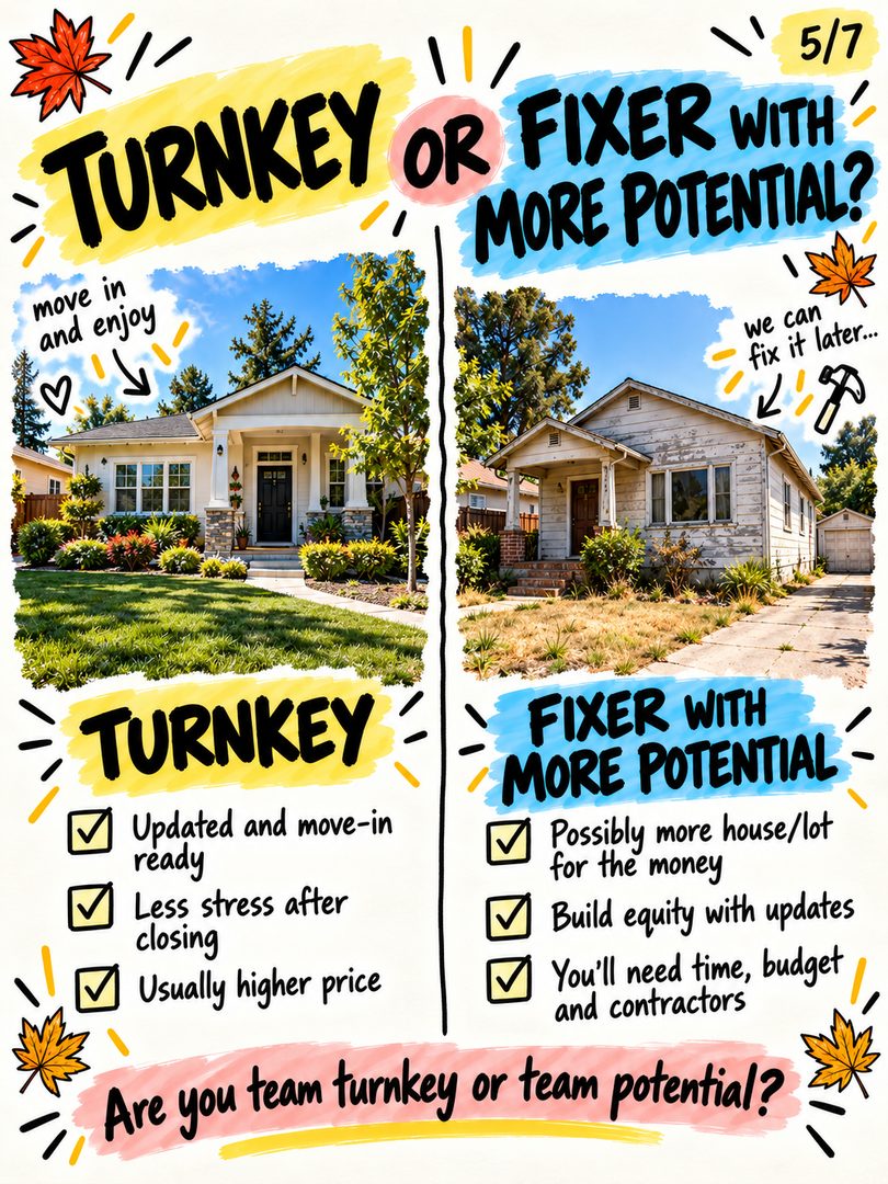 San Jose homebuyers: you probably can’t have everything… so what are you willing to trade off? 👀
Would you choose:
Renovated kitchen or bigger backyard?
Preferred school area or shorter commute?
Bigger house or better location?
Turnkey or fixer with more potential?
Quiet street or walkable location?
These are the kinds of decisions that come up constantly when buying a home in San Jose and the South Bay — especially when price, location, lot size, commute, condition, and lifestyle all compete with each other.
Your answers usually reveal what actually matters most in your home search.
Send this to the person you’d buy a house with and compare answers 😂
#SanJoseRealEstate #SanJoseHomes #SanJoseHomeBuyer #SanJoseRealtor #SouthBayRealEstate #SouthBayHomes #SouthBayRealtor #BayAreaRealEstate #BayAreaHomes #BayAreaHomeBuyer #HomeBuyingTips #FirstTimeHomeBuyer #HouseHunting #HomeBuyerTips #SanJoseCA #SiliconValleyRealEstate #SiliconValleyHomes #CaliforniaRealEstate #RealEstateTips #HomeSearch
