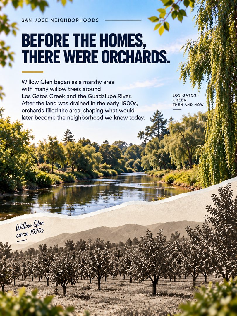 Willow Glen wasn’t always part of San Jose. 👀
Before the tree-lined streets, local shops, and homes we know today, Willow Glen had orchards, fought a proposed railroad route, and even operated as its own town from 1927 to 1936.
There’s a lot more history behind this San Jose neighborhood than you might expect.
Which San Jose neighborhood should I explore next?
#WillowGlen #WillowGlenSanJose #SanJose #SanJoseCA #SanJoseNeighborhoods #SouthBay #SouthBayLiving #SiliconValley #SanJoseRealEstate #BayAreaRealEstate