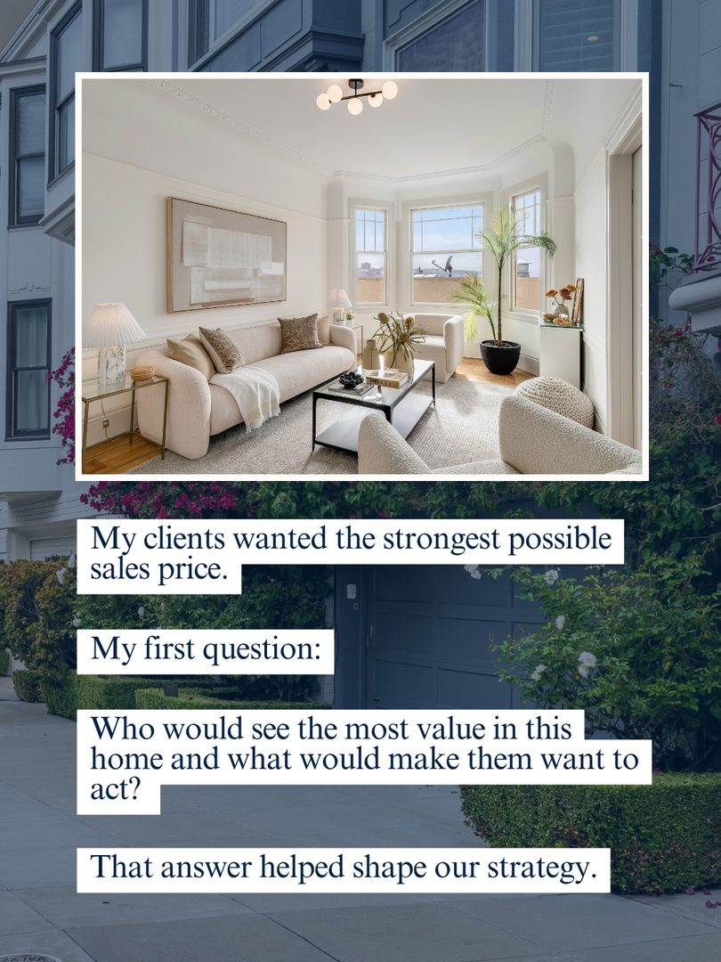 Before a buyer ever walked through the door, we were thinking about what would make them want to call this Russian Hill condo home.
At SERHANT., we research three likely buyer profiles for each property: what they value, what they’re searching for, and which features would make the home stand out to them.
That research helps guide the preparation, staging, photography, video, and story we tell.
For this home, fresh paint and thoughtful staging brought the natural light and architectural details into focus. Paired with strategic pricing and a clear marketing plan, we launched with purpose.
The result:
✨ Sold for $1,720,000
✨ $525,000 over asking
✨ 7 days on market
✨ One preemptive offer
My clients trusted me with two Russian Hill condos, and helping them achieve their goals was the most rewarding part.
Thinking about selling your San Francisco home? Comment START and let’s talk about how we’d prepare, position, and market your property. #sanfranciscorealestate #sfrealestatemarket #sfhomesales