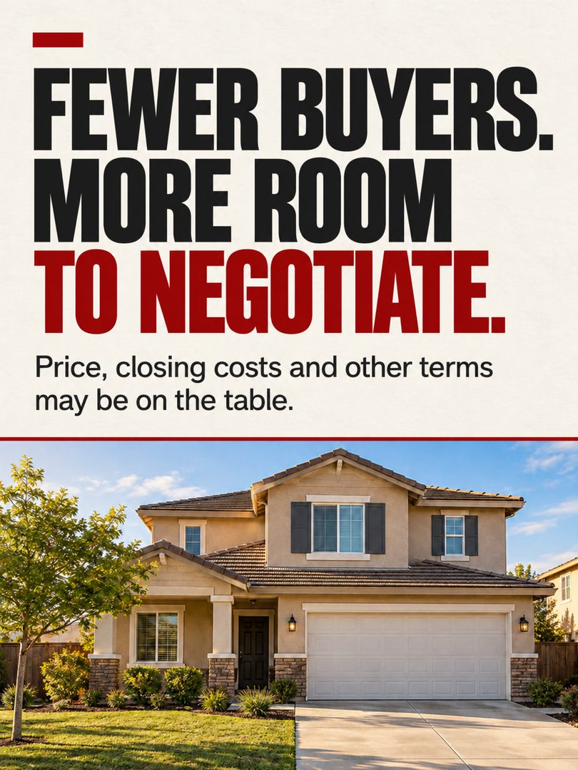 Everyone has an opinion on when you should buy a home

But they aren’t the ones making your payment or living with your decision

A slower market can give you more room to negotiate
Lower rates can bring more competition

What matters is what you can comfortably afford and what’s happening where you actually want to live

If you’re thinking about buying in the Central Valley let’s look at your options and see what makes sense for you
