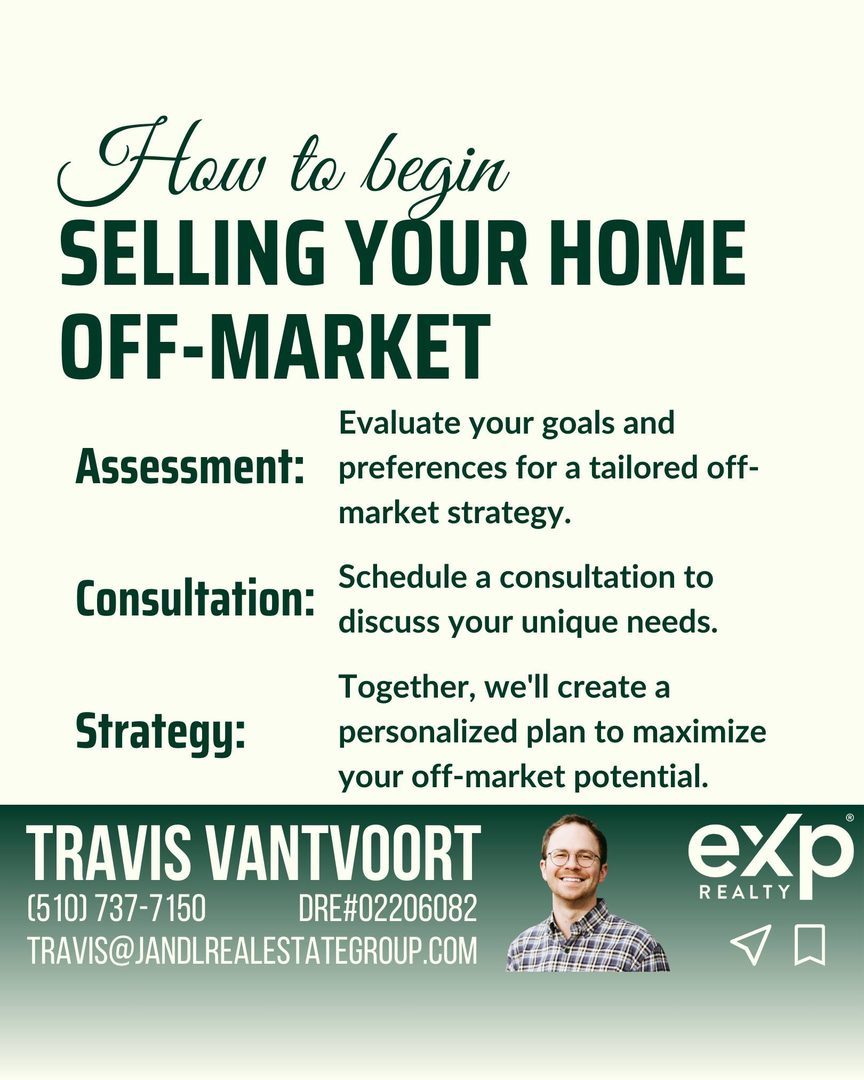 Learn an approach to a discreet and efficient home sale. 
Explore off-market listings for exclusive access, privacy control, and a tailored selling experience. 
Connect with me, Travis, your expert in off-market transactions and the art of selling homes with utmost privacy. 

#OffMarketAdvantage #BayAreaRealEstate #SellMyHouse