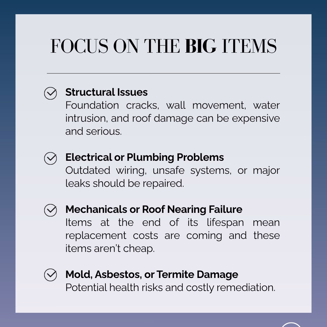 So, you found “the one,” and now you’re in the inspection phase of the home-buying process (if you were lucky enough to have this option included).

If you were, don’t panic when the report comes back with a long list of items. Even brand-new homes will have a list of repairs, maintenance recommendations, and minor issues noted. No home is perfect.

The goal of the inspection isn’t to scare you. It’s to help you better understand the home you’re buying.

Keep in mind that most items are fixable and not everything needs fixing right away. Focus first on repairs that affect safety, structure, or could become expensive later. Then make a plan for the rest over time.

Sometimes the inspection helps confirm the home is right for you, and sometimes it helps you avoid a costly mistake. Both are wins, and only you can decide what's right for you.

The more informed you are, the more confident you can feel in your decisions.

#HomeBuyingTips #BuyerRepresentation #HomeBuyingProcess #FirstTimeHomeBuyer #MilwaukeeRealEstate