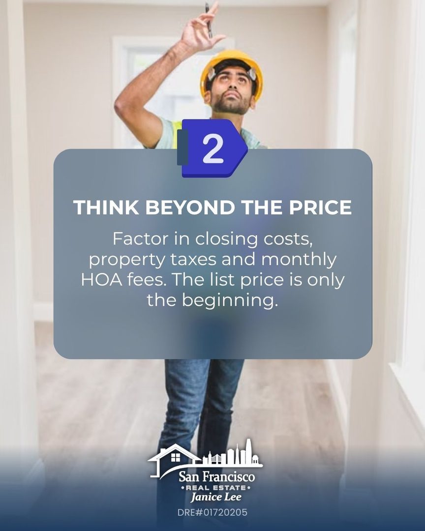 Buying your first home in San Francisco does not have to feel overwhelming ๐ก
Get pre approved so you know your real budget ๐ฐ look past the list price ๐ and remember you can change the kitchen but never the neighborhood ๐
I am here to make your first purchase a smooth one โจ
Save this and message me when you are ready ๐ฌ
๐ (415) 832-9151
๐ JaniceLeeHomes.com
#SanFranciscoRealEstate #FirstTimeHomeBuyer #HomesForSaleSanFrancisco #TopAgent