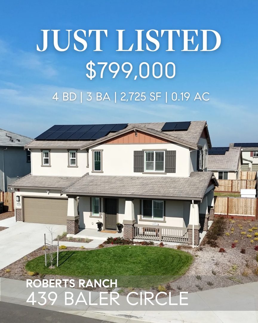 JUST LISTED // 439 Baler Circle, Vacaville, CA
Brand new Taylor Morrison Craftsman loaded with upgrades and ready for you to move right in.
This newly built home delivers premium upgrades and move-in-ready convenience.
Gourmet kitchen with quartz island, premium appliances, and walk-in pantry flows into the dining and great room. Luxury vinyl plank flooring throughout. Main-floor bedroom perfect for guests or office.
Upstairs primary suite features spa-like bath with double sinks, oversized shower, and walk-in closet. Two additional bedrooms plus flex space and upstairs laundry.
Upgrades: 8-foot doors, whole-house water purifier/softener, plantation shutters, epoxy garage flooring, concrete patio, fenced yard, landscaped front.
Your opportunity awaits.
Offer at $779,000
2,725 SF | 4-Bed | 3-Bath | ~0.19 Acres
Steven Potts // DRE-02215986
✉️ steven@pottsre.com
🤙 925-444-0377
#pottsrealestate #stevenpottsrealestate #sellingwalnutcreek #vacavillerealestate #dre02215986