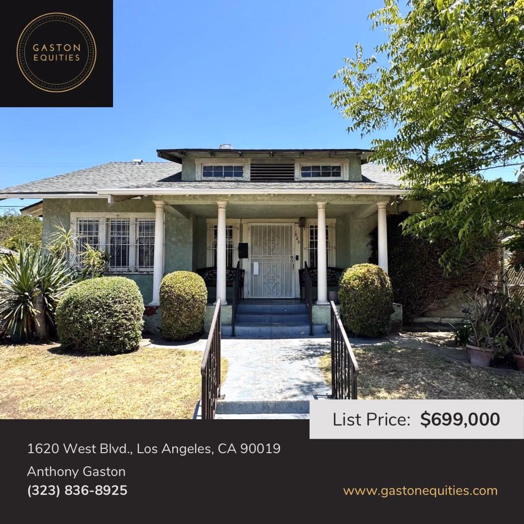 Just Listed!!!

📍1620 West Blvd
  Los Angeles, CA 90019
  3 Bedroom / 1 Bathroom
  1,201 SF 
💰 Listed For: $699,000

INVESTORS!!! This three-bedroom and one-bathroom home offers the perfect opportunity to transform it into a Mid-City gem. All of the mechanical features of the home have been upgraded. From copper plumbing to a 200-amp electrical panel that was installed approximately 5-years ago. The roof is approximately 20-years old. This home also has two mini-split air conditioning/heating units. Mid-City is a highly desirable area, with close proximity to the 10-fwy, shopping (Midtown Crossing and Midtown Shopping Center), dining (West Adams) and other amenities.
