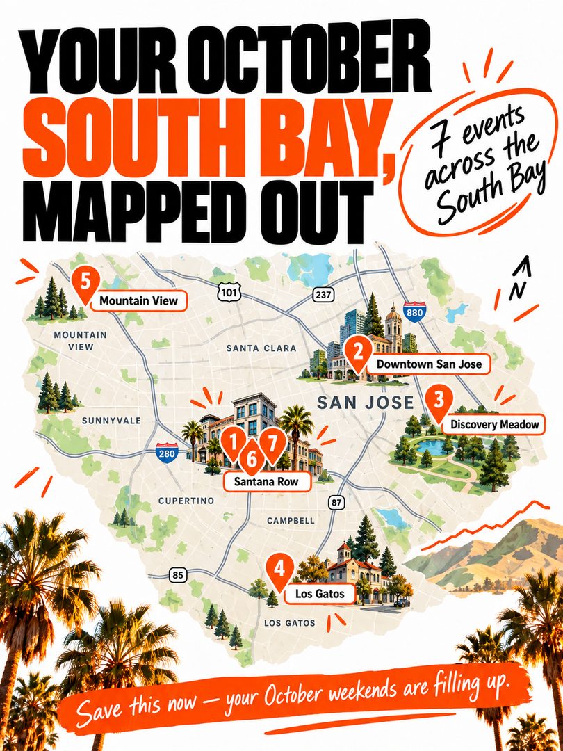October in San Jose + the South Bay is packed 🍂🎃
If you’re looking for things to do this month, save this list for fall festivals, family-friendly events, Halloween activities, local food, and a few fun weekend plans around San Jose, Los Gatos, Mountain View, and Santana Row.
A few October picks:
Glass Pumpkin Festival at Santana Row
Oktoberfest at San Pedro Square
Pumpkins in the Park at Discovery Meadow
St. Mary’s Country Fair in Los Gatos
Spooky Times at Deer Hollow Farm
Pumpkin Picasso at Santana Row
Trick-or-Treat the Row
Which one are you adding to your October plans?
Save this carousel for later and send it to someone who needs weekend ideas.