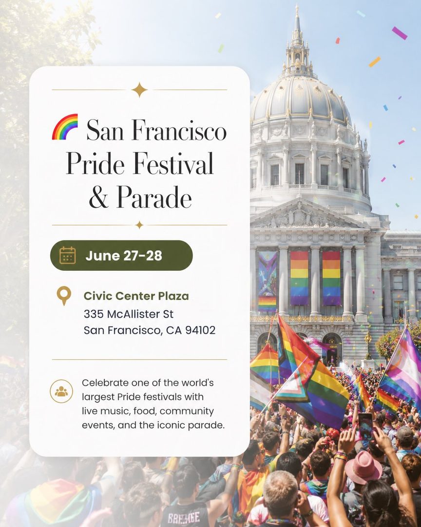 Looking for something fun to do around the Bay Area this week? ✨

I’ve rounded up some of the best events happening from **June 27 – July 5**—whether you’re planning a date night, family outing, foodie adventure, or celebrating the Fourth of July. 🇺🇸

Inside this guide you’ll find:
🌈 San Francisco Pride Festival & Parade
🍜 FoodieLand Night Market
🎬 Frameline LGBTQ+ Film Festival
🏀 California Classic Summer League
🎆 Fourth of July Fireworks at Pier 39
🎉 Half Moon Bay 4th of July Parade

📌 Save this post so you don’t miss out.
📤 Share it with someone who’s always asking, “What should we do this weekend?”
👇 Comment your favorite event!

Follow **@realtor_priyankasivagami** for:
🏡 Bay Area Living
☕ Hidden Local Gems
🎉 Weekly Events
📍 Neighborhood Guides
🔑 Real Estate Tips

Priyanka Sivagami,  REALTOR® ®️
(925) 209-8857 |priyankasivagami@kw.com
DRE#02389026
Keller Williams Elevate