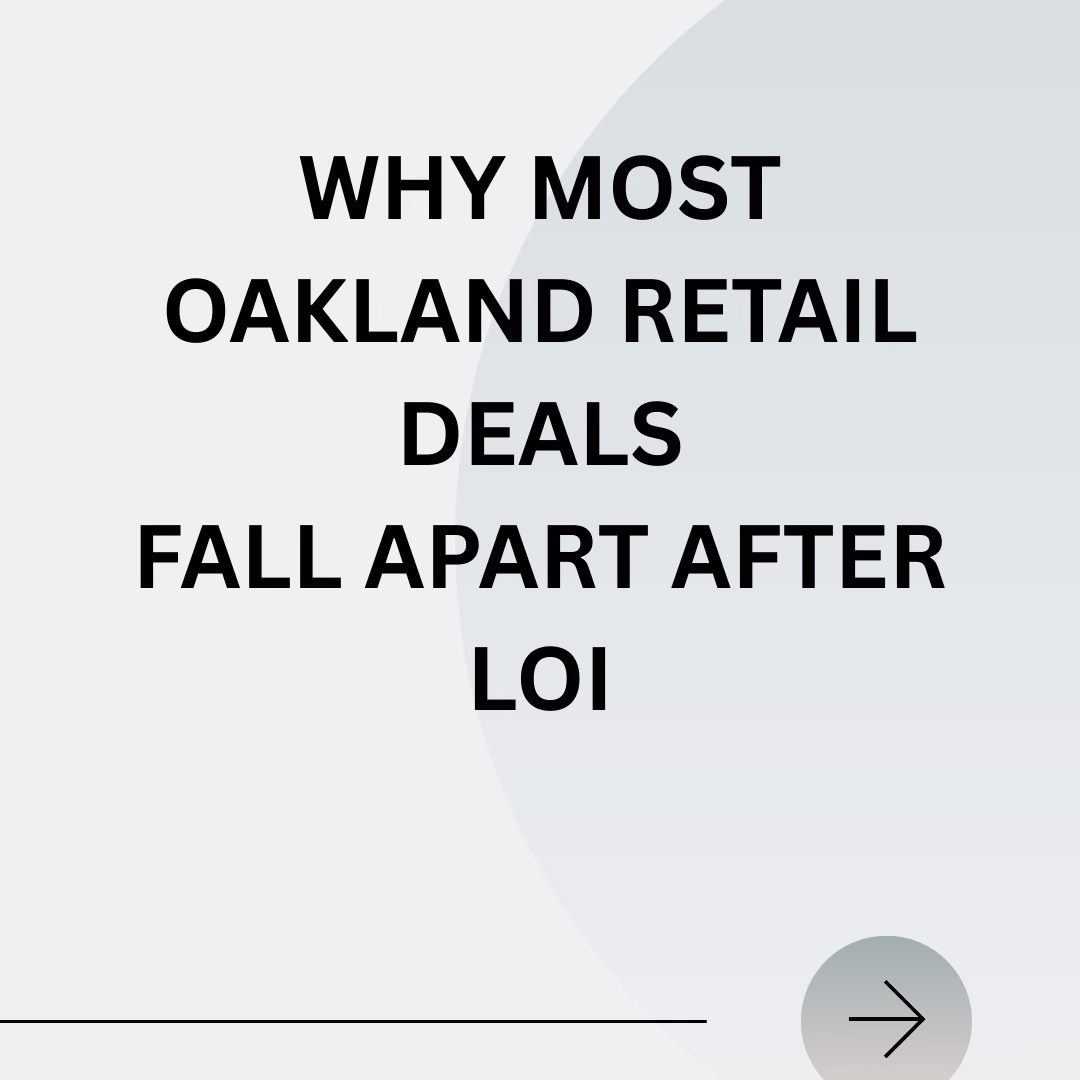 Most Oakland retail deals don’t die in escrow.
They die after LOI — quietly.
Rent assumptions. Seller expectations. Debt reality.
These gaps don’t magically resolve later.
The best advisors surface friction early — before time, money, and leverage are lost.
If you’re buying or selling retail in Oakland, this matters more than ever.
#OaklandRealEstate
#CommercialRealEstate
#RetailRealEstate
#OaklandCRE
#CREAdvisory
#InvestmentRealEstate
#BayAreaRealEstate
#RealEstateInvesting
#CREBroker
#LOI