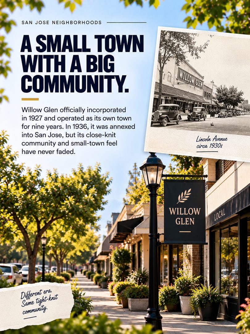 Willow Glen wasn’t always part of San Jose. 👀
Before the tree-lined streets, local shops, and homes we know today, Willow Glen had orchards, fought a proposed railroad route, and even operated as its own town from 1927 to 1936.
There’s a lot more history behind this San Jose neighborhood than you might expect.
Which San Jose neighborhood should I explore next?
#WillowGlen #WillowGlenSanJose #SanJose #SanJoseCA #SanJoseNeighborhoods #SouthBay #SouthBayLiving #SiliconValley #SanJoseRealEstate #BayAreaRealEstate