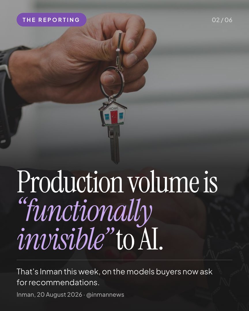 Hard truth from Inman this week.

The AI tools your buyers are already using cannot see your production volume. It is, in their words, functionally invisible.

@inmannews reported that Local Falcon ran 37,500 AI searches across the hundred largest US cities. 91.5% of established agents were never named once.

Twenty years of being number 1 doesn’t translate if the machine can’t read it. The fix isn’t more closings — it’s making your expertise legible to AI.

Catchouse | Get cited. Get found. Get chosen
Build your free profile: https://catchouse.com/for-agents