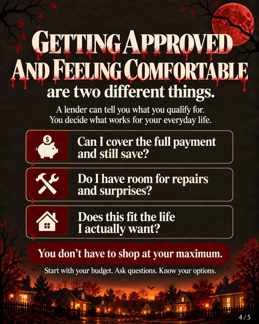 Michael Myers can keep the jump scares. Let’s take the mystery out of the payment. 🔪🏡

Before you let a mortgage rate scare you out of buying, find out what it would actually mean for you. Start by getting preapproved, then work backward from the numbers to figure out what you’re comfortable spending. Know where you land before you window shop.

That starts with a lender who takes the time to explain things. I can recommend someone from my team of experienced lenders to help you understand your options and ask the questions you might not even know to ask yet.

You deserve to feel informed, comfortable, and supported throughout the process… no matter how scary 😏