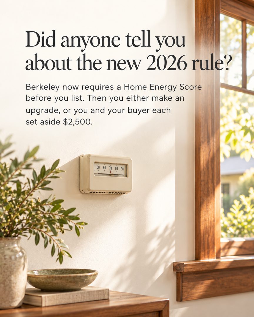 🏡✨ Thinking about selling your Berkeley home in 2026?

Before you put up that For Sale sign, there are a few things worth knowing. 👀

⚡ **Home Energy Score requirements**
🏠 **Potential seismic retrofit tax refunds**
🔧 **Sewer lateral inspections**

A little preparation now could save you thousands 💰—and a few unexpected headaches later.

💭 But here's a question: **Would knowing exactly what to expect make selling feel a little easier?**

That's where having the right plan makes all the difference. 🔑

📍 If selling has been on your mind, let's talk through what your Berkeley home might need before it hits the market.

☕ No pressure. No sales pitch. Just helpful, local insight.

💬 **DM me “BERKELEY”** and let's start the conversation!

#BerkeleyRealEstate #BerkeleyHomes #Berkeleyreal estate agent #HomeSellingTips #EastBayRealEstate #OliverDavisRealEstate
