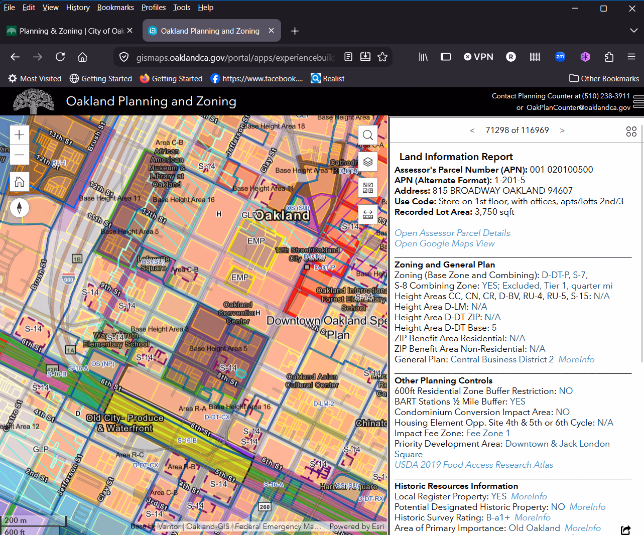 Understanding Zoning can help to avoid pitfalls and find the highest and best use for a property.
Here, you can see a confusing zoning map highlighting a parcel in downtown Oakland. What does all of this even mean to the typical buyer?