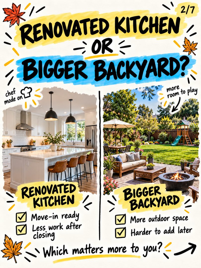 San Jose homebuyers: you probably can’t have everything… so what are you willing to trade off? 👀
Would you choose:
Renovated kitchen or bigger backyard?
Preferred school area or shorter commute?
Bigger house or better location?
Turnkey or fixer with more potential?
Quiet street or walkable location?
These are the kinds of decisions that come up constantly when buying a home in San Jose and the South Bay — especially when price, location, lot size, commute, condition, and lifestyle all compete with each other.
Your answers usually reveal what actually matters most in your home search.
Send this to the person you’d buy a house with and compare answers 😂
#SanJoseRealEstate #SanJoseHomes #SanJoseHomeBuyer #SanJoseRealtor #SouthBayRealEstate #SouthBayHomes #SouthBayRealtor #BayAreaRealEstate #BayAreaHomes #BayAreaHomeBuyer #HomeBuyingTips #FirstTimeHomeBuyer #HouseHunting #HomeBuyerTips #SanJoseCA #SiliconValleyRealEstate #SiliconValleyHomes #CaliforniaRealEstate #RealEstateTips #HomeSearch
