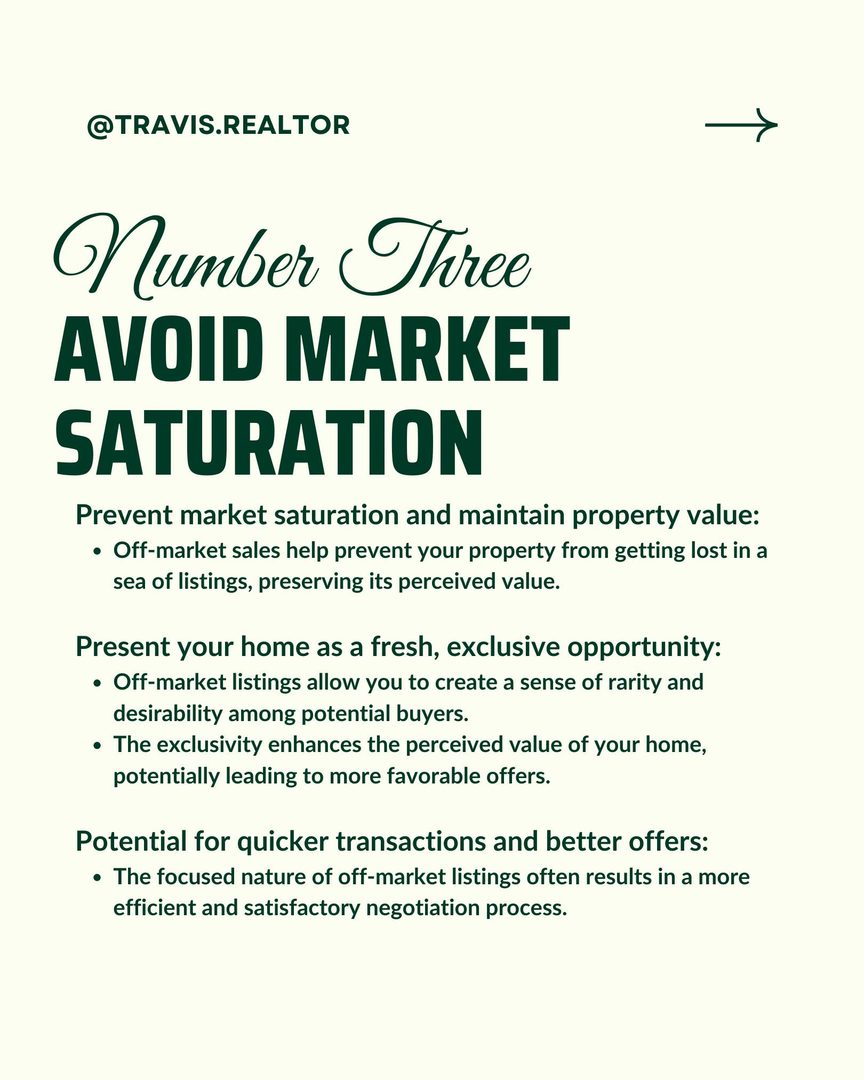 Learn an approach to a discreet and efficient home sale. 
Explore off-market listings for exclusive access, privacy control, and a tailored selling experience. 
Connect with me, Travis, your expert in off-market transactions and the art of selling homes with utmost privacy. 

#OffMarketAdvantage #BayAreaRealEstate #SellMyHouse