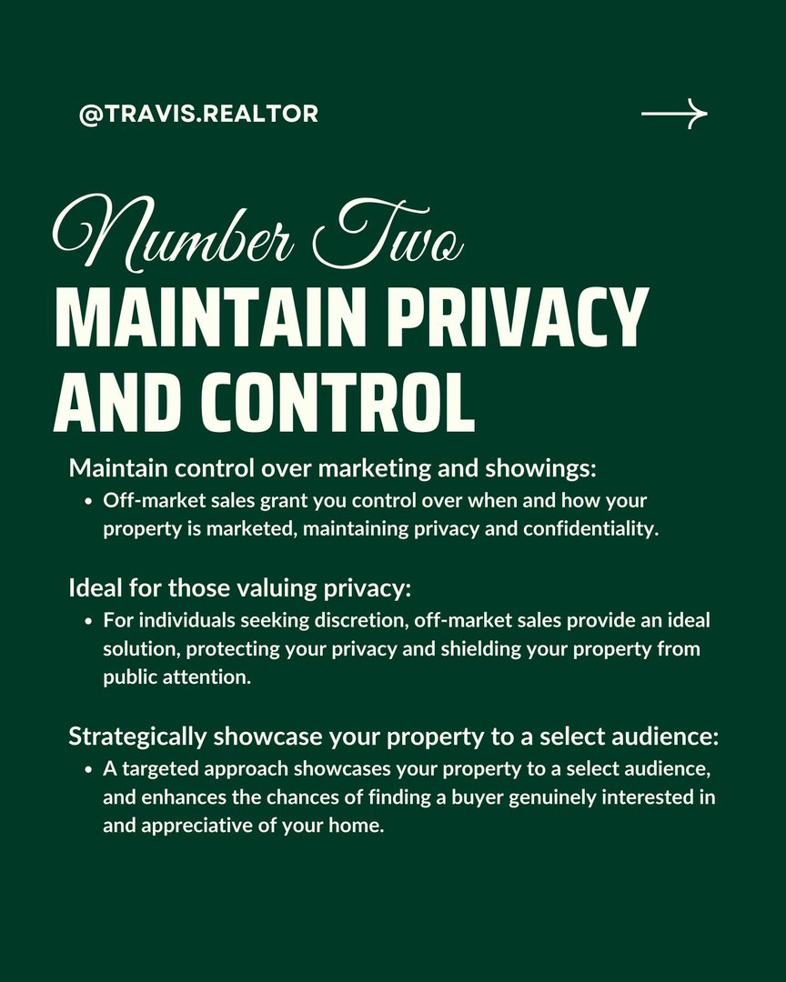 Learn an approach to a discreet and efficient home sale. 
Explore off-market listings for exclusive access, privacy control, and a tailored selling experience. 
Connect with me, Travis, your expert in off-market transactions and the art of selling homes with utmost privacy. 

#OffMarketAdvantage #BayAreaRealEstate #SellMyHouse