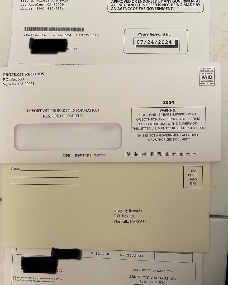 🌷 1001 things First Time Homebuyers should know

🚨Beware of Unnecessary Fees!‼️

After purchasing a home, you might receive a letter that looks like an official document from the county, requesting a fee for property records or other services. BE CAUTIOUS! 

These letters are often sent by private companies, not government agencies, even though they may seem official.

For instance, you could be asked to pay over $100 for records that you can easily obtain for free from your title/escrow company or your county. Always check with your escrow office or county before paying any fees for property documents. If you’re ever unsure about any paperwork you receive, don’t hesitate to contact your REALTOR®.

~~~~~~~ 🚨🚨🚨~~~~~~~

Stay informed and save your money by verifying the source before you pay!

Sau khi mua nhà xong, Bạn thường nhận được 1 thư (nhìn rất giống tài liệu chính thức đến từ county, yêu cầu bạn trả 1 khoản phí để cung cấp hồ sơ tài sản hay các dịch vụ khác. HÃY CẨN THẬN. 

Những bức thư này thường đến từ các công ty tư nhân và không phải từ bất kỳ cơ quan chính phủ nào, mặc dù trông có vẻ rất chính thức.

Ví dụ, bạn có thể được yêu cầu trả hơn 100 đô la cho các hồ sơ mà bạn có thể dễ dàng lấy từ  cong ty title/escrow hay county cùa bạn miễn phí. Hãy gọi vp escrow hay county trước khi thanh toán bất kỳ khoản phí nào cho các tài liệu liên quan đến tài sản.  Hay bạn vẫn có thể gọi người REALTOR® của bạn khi bạn nhận được giấy tờ gì bạn ko rõ.

Hãy cảnh giác và tiết kiệm tiền bằng cách xác minh nguồn gốc trước khi thanh toán!

~~~~~~~~🚨🚨🚨~~~~~~~~

For more help, talk to a real estate agent.
You could also reach out to me at 415-521-8154

Best,

Stephanie/PhuongThao
DRE #02202744
415-521-8154

#CAUTION #realestatenews #unnecessaryfee #realestateunessearyfee
#sanjoserealestate #sanjoserealtor #exprealty #exprealtyproud #dreamhome #HelpingPeopleToOwnTheirHomes #SingleFamilyHome #clientsatisfaction #clientsarefamily #clientsarefriends #buyersagent #sellersagent
#EveryoneDeservesAHome
