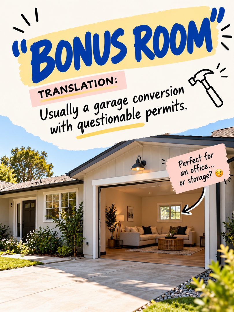 San Jose real estate listings definitely have their own language 😂
“Cozy.”
“Lots of potential.”
“Updated.”
“Minutes from everything.”
After you look at enough Bay Area homes, you start learning what some of these phrases might actually mean.
Of course, every home is different — but this is your reminder to look past the listing description and pay attention to the layout, condition, permits, updates, lot, and what would actually work for your lifestyle.
Sometimes the right home just needs a little imagination… and sometimes “cozy” really does mean cozy.
Which real estate listing phrase makes you suspicious every time? 👀
Send this to your Bay Area home-search partner.