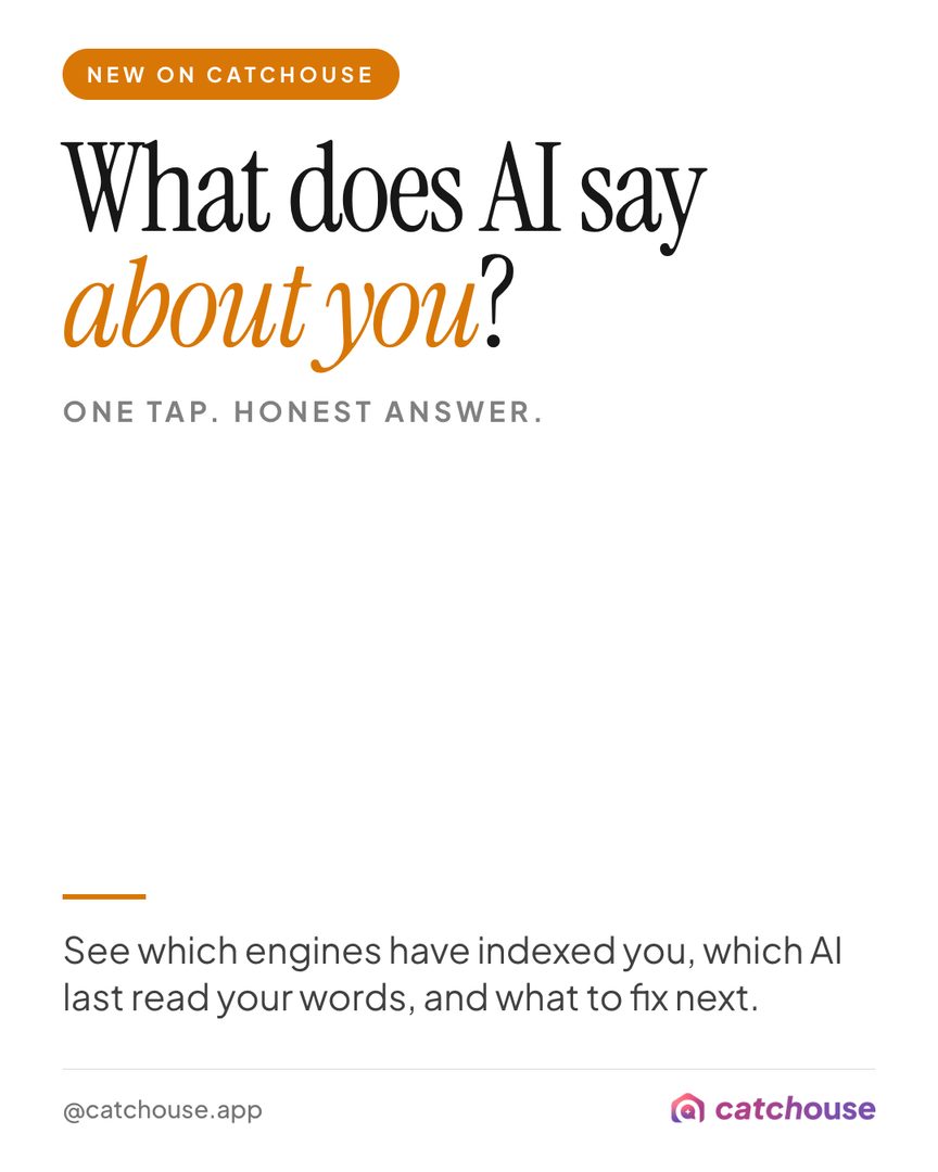 SOCi studied more than 350,000 local business locations. ChatGPT recommended 1.2% of them.

Getting picked by AI is up to 30× harder than ranking in Google's local 3-pack, and
old wins do not carry over — only about 45% of Google's local winners show up in AI
answers at all.

The businesses that do get picked have three things in common:the same details
everywhere they appear, real reviews at 4.2 stars and up, and specific local content
instead of more ads.

The other 98.8% are invisible. Find out which side you are on.

—
Catchouse · Get cited. Get Found. Get Chosen
Build your free profile today: https://catchouse.com/for-agents