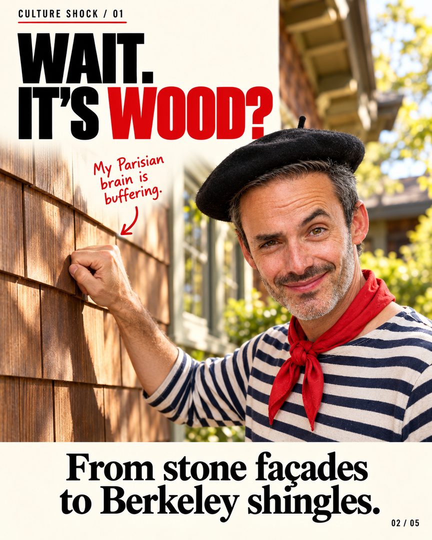 he beret is a joke. The culture shock was real. 🏡
When I moved here from Paris 11 years ago, Bay Area houses gave me a few things to process.
Wait… the house is wood?
The laundry is in the garage?
And why do I need a jacket? This is California.
Then came the backyards. The lemon trees. The porches where you could happily lose an entire Sunday.
Bon. I’m staying.
Eleven years later, those surprises are part of what I love about Berkeley and the East Bay. The houses have character, quirks, and a way of changing how you live.
But my first reactions deserved a carousel. And apparently, a baguette. 🥖
Swipe for a little Parisian culture shock.
What surprised YOU when you first moved to the Bay Area?👇
#berkeleyrealestate #eastbayhomes #bayarealiving #cultureshock #oliverdavisreal estate agent