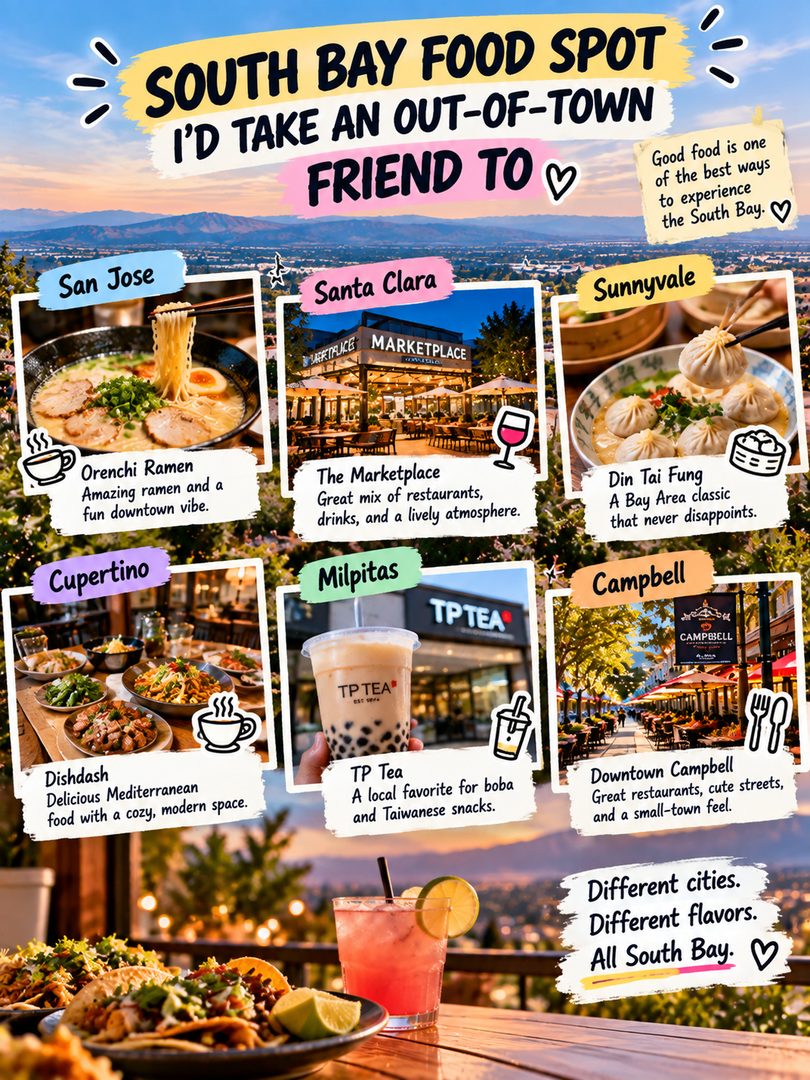 South Bay food spots I'd take an out of town friend to 🍜🥟🧋
Good food is honestly one of the best ways to experience the South Bay. Here's where I'd take someone visiting for the first time:
🍜 Orenchi Ramen: amazing ramen, worth the wait
🍷 The Marketplace (Santa Clara Square): great mix of restaurants, drinks, and a lively atmosphere
🥟 Din Tai Fung: a Bay Area classic that never disappoints
🥙 Dishdash: delicious Mediterranean food in a cozy, modern space
🧋 TP Tea: a go to for boba and Taiwanese snacks
🍴 Downtown Campbell: great restaurants, cute streets, and a small town feel
Different cities. Different flavors. All South Bay. ❤️
Part of choosing where to live is knowing what's around the corner. If you're thinking about moving to the South Bay, send me a DM and I'll share my favorite spots near whatever neighborhood you're looking at. 🏡
💬 Where would YOU take an out of town friend? Drop your spot below, I'm always looking for new ones 👇
Linh Tran | Real Estate Advisor | eXp Realty | DRE #02312746
#SouthBayEats #SanJoseFood #BayAreaFoodie #SanJoseEats #SiliconValleyFood #SouthBayFoodie #BayAreaEats #SanJoseLife #SouthBayLiving #BayAreaLiving #DowntownCampbell #MovingToSanJose #SanJoseRealEstate #SouthBayRealEstate #SanJoseRealtor