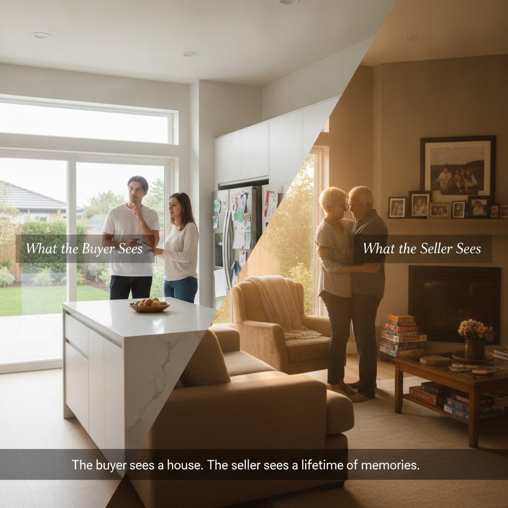 The buyer sees a house. The seller sees a lifetime of memories.
