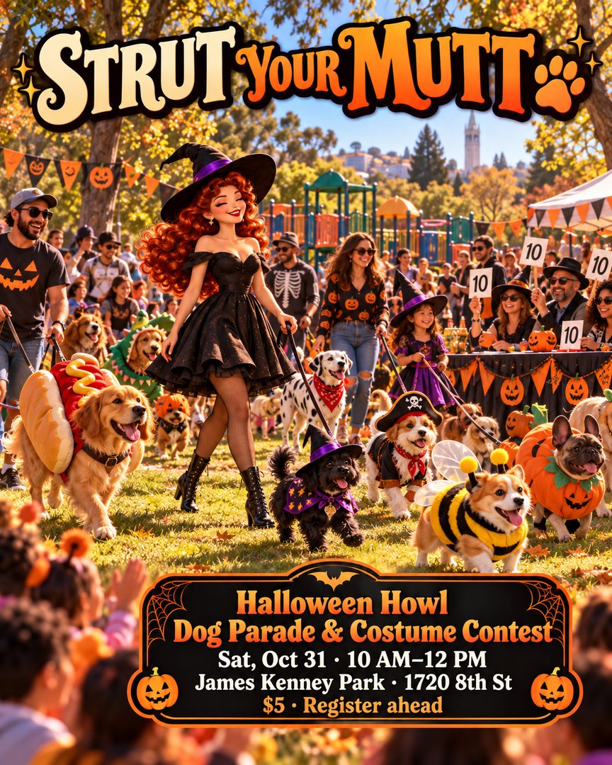 ๐งโโ๏ธ Where to go for Halloween in NW Berkeley 2026, Part 2 ๐
Still looking for Halloween plans? Hereโs what to do in Berkeley on Halloween weekend, Oct 30โ31, with something for adults, dog owners and families:
๐ธ PUNK or Treat, Fri 10/30, 7 PM
Gilman Brewing, 912 Gilman St. All-ages Halloween punk show. $15, wear your costume!
๐พ Halloween Howl Dog Parade & Costume Contest, Sat 10/31, 10 AMโ12 PM
James Kenney Park, 1720 8th St. $5, register ahead. Prizes for scariest, cutest, most creative & best dog-owner duo!
๐ฌ Halloween Festival & Trick-or-Treat on Fourth Street, Sat 10/31, 3โ5 PM
Trick-or-treat at 80+ shops, plus a magic show & face painting. FREE!
Missed Part 1? Check our last post for the Oct 23โ24 Halloween market, Howl-O-Ween Pawty & Floating Pumpkin Patch ๐ป
๐ Save this Berkeley Halloween guide
๐ค Share with your Halloween crew
Happy Halloween from your neighbor, Oliver Davis!
#berkeleyhalloween #halloweenberkeley #thingstodoinberkeley #berkeleyevents #halloweenevents2026 #trickortreat #trickortreat #eastbayhalloween #bayareahalloween #halloweennearme #dogcostumecontest #familyfriendlyberkeley #berkeley #fourthstreetberkeley #oliverdavisreal estate agent