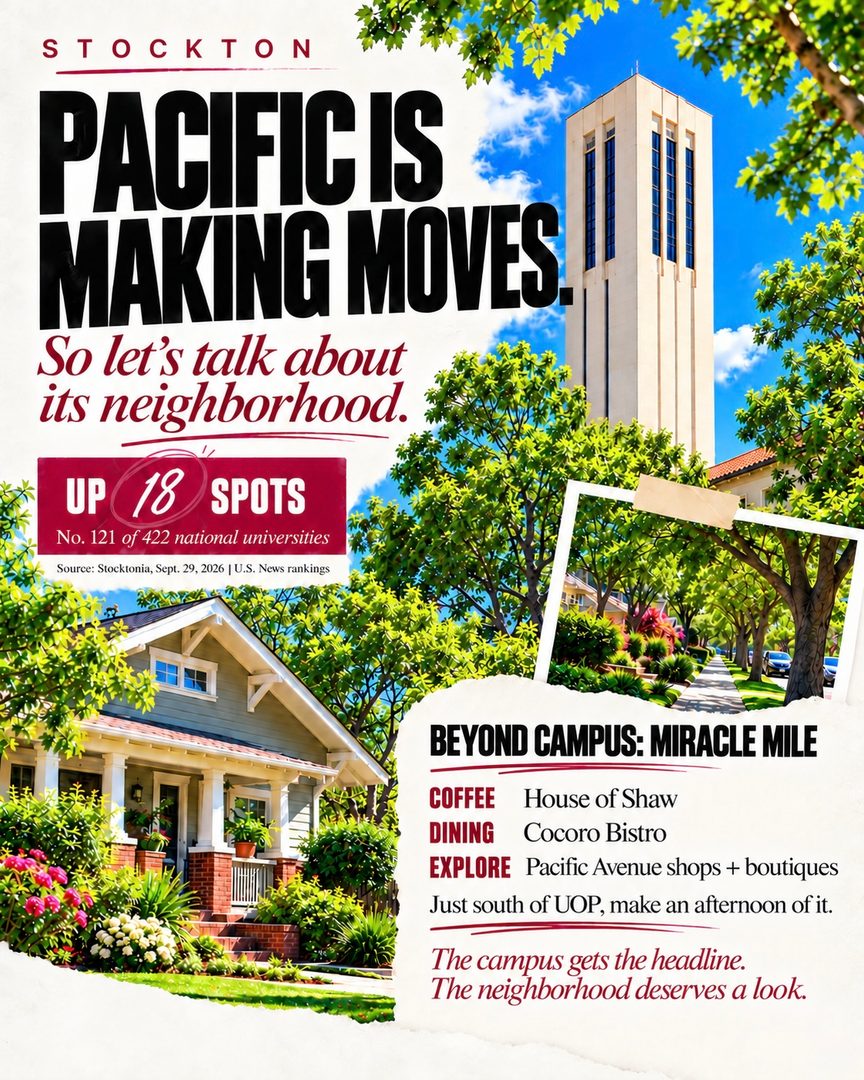 Whether you’re moving for school, work or a fresh start, there’s more to your next address than the home itself. 🌳
You might recognize UOP, Stanford and Cal State East Bay. But have you explored the communities around them?
From Stockton’s Miracle Mile to downtown Palo Alto and Hayward, swipe for local spots to grab coffee, make dinner plans and get to know the area.
Where could you see yourself living? 👇
