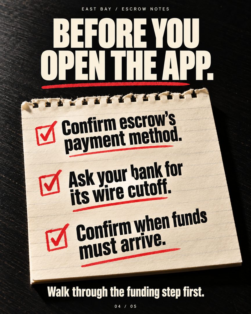 The fastest way to stall a clean escrow isn't the inspection or the appraisal. It's a bank transfer sent the wrong way. 💭
This happened to me this week. My buyer went to fund their earnest money deposit, roughly 3% of the purchase price, and sent it as an ACH instead of a wire. Escrow doesn't accept ACH, so the funds are being returned to their bank. That's about three days of money in motion doing nothing, and then they get to start over.
Nobody did anything careless here. They used the transfer type they use for everything else in their life, because most people have no reason to know the difference. A wire moves same day if it goes in before the bank's cutoff, which on the West Coast tends to be around 2pm. ACH takes days, and escrow won't take it regardless.
The part I want sellers to sit with is who actually absorbs that delay. It isn't only the buyer. It's the seller watching a contingency clock while everyone waits on a bank to unwind a transfer. 🏡 So I've started walking buyers through the funding step out loud before they ever open their banking app, and I ask them to call the escrow officer and verbally confirm the wiring instructions every single time. Wire fraud attempts are up, and the fake emails are convincing enough that a phone call is the only reliable defense left.
Worth saving for the next time you're in escrow. And if you're a homeowner thinking about listing and you want to understand where transactions actually go sideways, I'm happy to talk it through — 628-259-8398.
Oliver Davis · Fast Real Estate / eXp Realty
📞 628-259-8398 | oliver@soldbyod.com | @oliverdavisreal estate agent

#eastbayrealestate #berkeleyrealestate #oaklandrealestate #escrowtips #wirefraud #homesellertips #realestateadvice #bayareahomes
