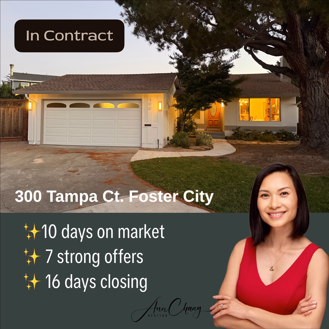 🏡 JUST LISTED & IN CONTRACT after just 10 days!

Very grateful for the opportunity to represent this special home after nearly 40 years of ownership. ❤️ It’s a home that has been meticulously cared for, thoughtfully updated, and filled with many years of memories.

Tucked away on a private cul-de-sac, this 4BR/2BA home sits on an exceptionally large 9,329 sq. ft. lot with expansive back and side yards, mature shade and fruit trees, a pergola, patio, and raised garden beds. Inside, you’ll find a light-filled open floor plan, hardwood floors, remodeled chef’s kitchen with Thermador appliances, updated baths, central AC, new roof, and EV charger.

A wonderful opportunity for the next owner to make it their own and begin a new chapter here. 🌿

📍 300 Tampa Court, Foster City
4 BD | 2 BA | 1,470 SF | 9,329 SF Lot

#FosterCityRealEstate #FosterCityHomes #BayAreaRealEstate #SanMateoCountyRealEstate #JustListed PeninsulaRealEstate BayAreaRealtor