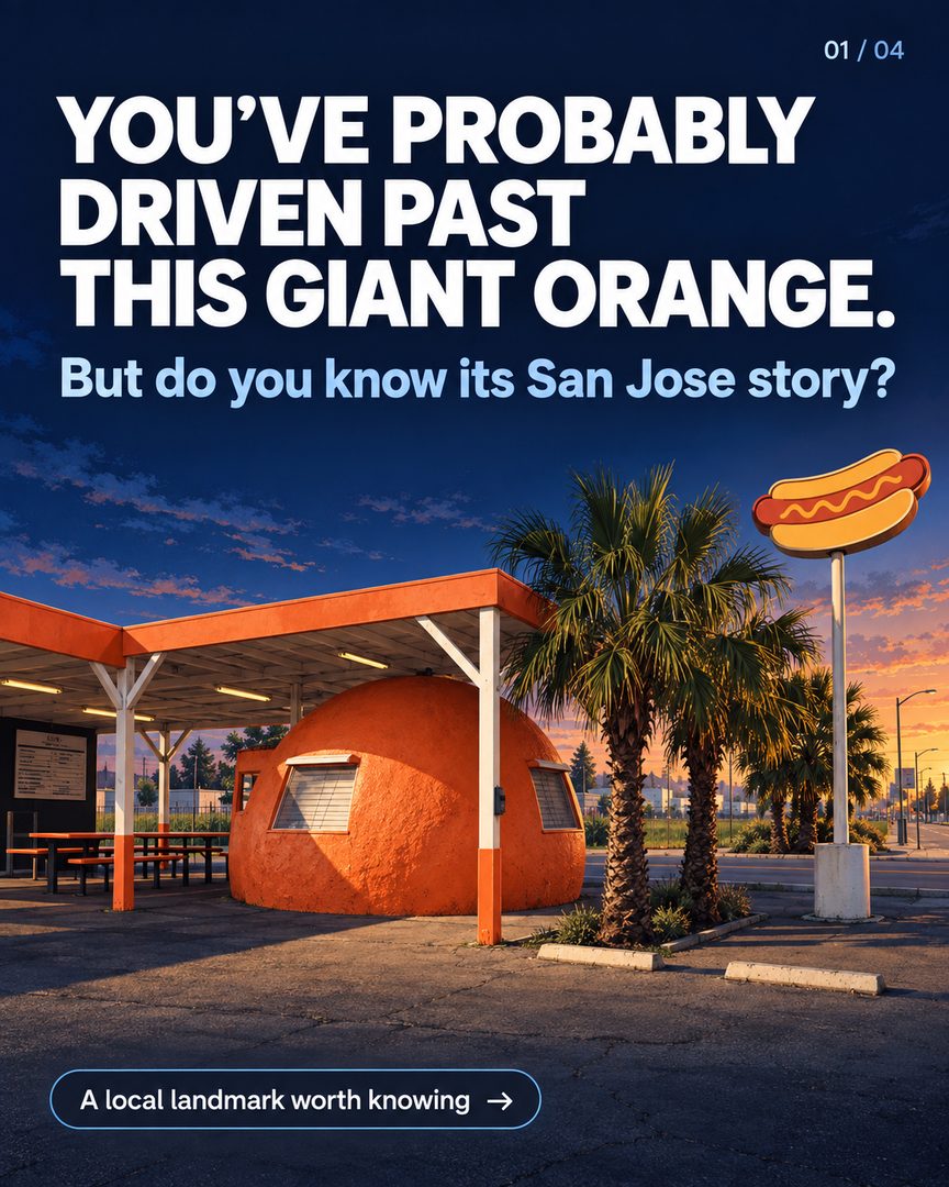 You may have driven past this giant orange without knowing how much San Jose history it holds. 🍊
Mark’s Hot Dogs began serving San Jose in 1936 and moved into the Giant Orange roadside stand in 1947. Today, it remains a recognizable piece of East San Jose history.
Have you eaten here, or have you only driven past it?
—
Linh Tran
📱 510.777.6976
📧 Linh@fastagents.com
🏆 #TeamFast | eXp Realty