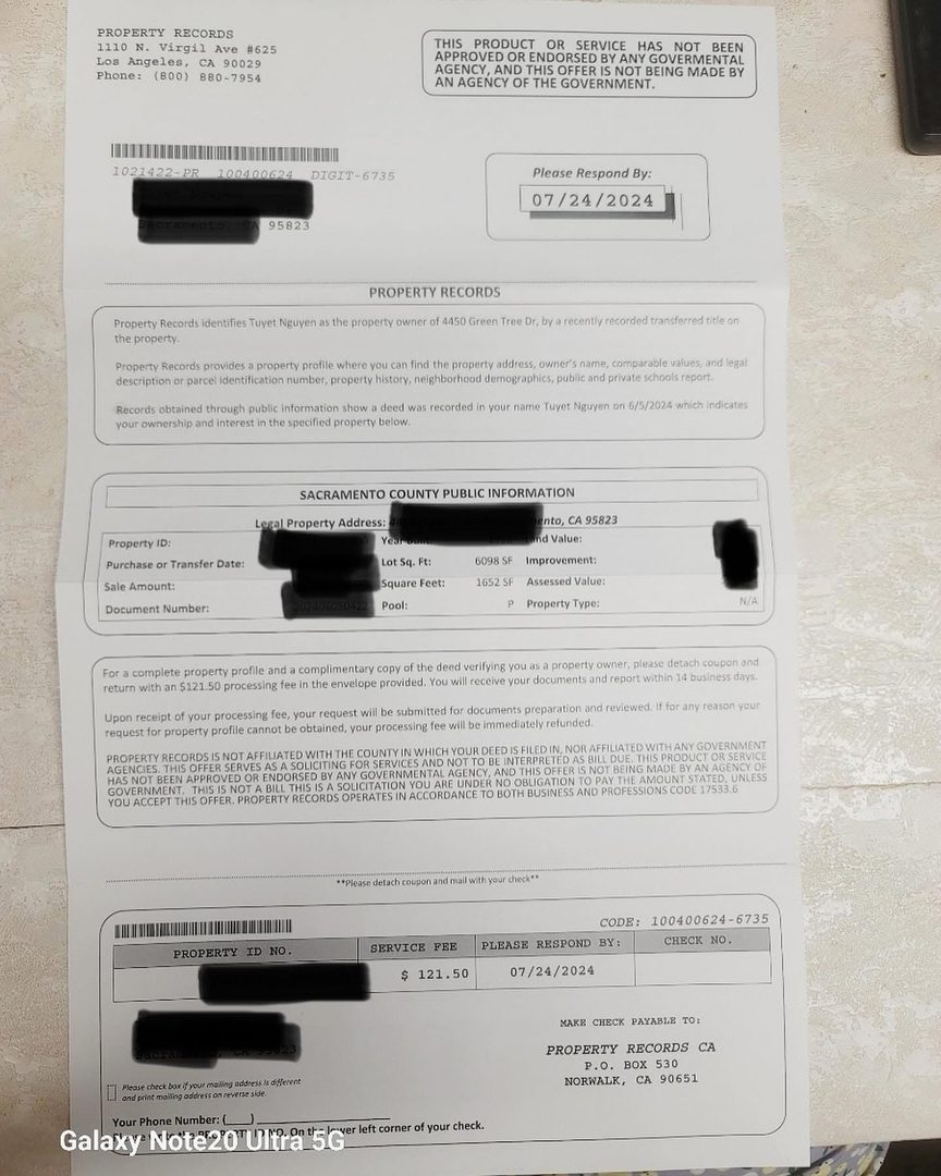 🌷 1001 things First Time Homebuyers should know

🚨Beware of Unnecessary Fees!‼️

After purchasing a home, you might receive a letter that looks like an official document from the county, requesting a fee for property records or other services. BE CAUTIOUS! 

These letters are often sent by private companies, not government agencies, even though they may seem official.

For instance, you could be asked to pay over $100 for records that you can easily obtain for free from your title/escrow company or your county. Always check with your escrow office or county before paying any fees for property documents. If you’re ever unsure about any paperwork you receive, don’t hesitate to contact your REALTOR®.

~~~~~~~ 🚨🚨🚨~~~~~~~

Stay informed and save your money by verifying the source before you pay!

Sau khi mua nhà xong, Bạn thường nhận được 1 thư (nhìn rất giống tài liệu chính thức đến từ county, yêu cầu bạn trả 1 khoản phí để cung cấp hồ sơ tài sản hay các dịch vụ khác. HÃY CẨN THẬN. 

Những bức thư này thường đến từ các công ty tư nhân và không phải từ bất kỳ cơ quan chính phủ nào, mặc dù trông có vẻ rất chính thức.

Ví dụ, bạn có thể được yêu cầu trả hơn 100 đô la cho các hồ sơ mà bạn có thể dễ dàng lấy từ  cong ty title/escrow hay county cùa bạn miễn phí. Hãy gọi vp escrow hay county trước khi thanh toán bất kỳ khoản phí nào cho các tài liệu liên quan đến tài sản.  Hay bạn vẫn có thể gọi người REALTOR® của bạn khi bạn nhận được giấy tờ gì bạn ko rõ.

Hãy cảnh giác và tiết kiệm tiền bằng cách xác minh nguồn gốc trước khi thanh toán!

~~~~~~~~🚨🚨🚨~~~~~~~~

For more help, talk to a real estate agent.
You could also reach out to me at 415-521-8154

Best,

Stephanie/PhuongThao
DRE #02202744
415-521-8154

#CAUTION #realestatenews #unnecessaryfee #realestateunessearyfee
#sanjoserealestate #sanjoserealtor #exprealty #exprealtyproud #dreamhome #HelpingPeopleToOwnTheirHomes #SingleFamilyHome #clientsatisfaction #clientsarefamily #clientsarefriends #buyersagent #sellersagent
#EveryoneDeservesAHome
