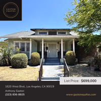 Just Listed!!!

📍1620 West Blvd
  Los Angeles, CA 90019
  3 Bedroom / 1 Bathroom
  1,201 SF 
💰 Listed For: $699,000

INVESTORS!!! This three-bedroom and one-bathroom home offers the perfect opportunity to transform it into a Mid-City gem. All of the mechanical features of the home have been upgraded. From copper plumbing to a 200-amp electrical panel that was installed approximately 5-years ago. The roof is approximately 20-years old. This home also has two mini-split air conditioning/heating units. Mid-City is a highly desirable area, with close proximity to the 10-fwy, shopping (Midtown Crossing and Midtown Shopping Center), dining (West Adams) and other amenities.