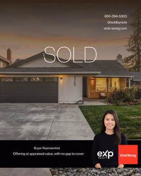 JUST SOLD in South San Jose 🔑

Relocating to a new city is a lot. My buyers needed a smooth move and an offer that wouldn’t leave them stretched.

We wrote an offer that matched the appraised value exactly. Zero appraisal gap. No scrambling for extra cash at the last minute, no renegotiating, and no stress about overpaying. Just a clean path to the keys.

That’s what a strategy-first approach looks like: protecting your money while still winning the home.

Thinking about buying or relocating to the Bay Area? Let’s map out your plan. DM me or tap the link in bio.

Vicki Man Wong REALTOR® | eXp Realty | DRE #02234809 
🌏 Serving the Bay Area in English, Cantonese & Mandarin 
✉️ vicki.wong@exprealty.com

#VickiWongREALTOR®
#JustSold #SouthSanJose #SanJoseRealEstate #BayAreaHomes #RelocatingToTheBayArea #HomeBuyer #SiliconValleyRealEstate #BayAreaREALTOR®
