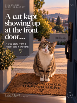 A house I sold in Oakland closed a few weeks ago, and every night since, a cat had been showing up at the front door trying to get in. 🐾
The seller had two cats she loved. On moving day one of them, Gigi, got out. She searched, came back the following day, and eventually had to leave without her. Then about a week later the buyer's agent texted me — the new owners had a cat appearing at their door every evening and were trying to figure out who it belonged to.
I connected it immediately, called the previous owner, and we worked out a plan to coax Gigi inside so she could be collected. Yesterday they were reunited.
I share this because the part of this job that actually stays with me usually has nothing to do with the contract. A closing looks like a date on a calendar and a set of signatures. For the person moving out, it's the end of years of ordinary life in that space, and it tends to be more disorienting than anyone plans for — especially for the animals, who have no context for why everything is suddenly in boxes. 🏡
The practical takeaway for anyone listing with pets: secure them off-site before movers arrive, not during. Doors get propped open and nobody is watching them. And to the buyers and the agent on the other side who took the time to ask a question instead of shrugging it off — that's the reason this ended well.
If you've got a moving-day story of your own, I'd genuinely like to read it in the comments.
Oliver Davis · Fast Real Estate / eXp Realty
📞 628-259-8398 | oliver@soldbyod.com | @oliverdavisreal estate agent
#RealEstate #EastBayRealEstate #Oakland #movingwithpets