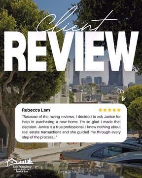 Buying your first home can feel overwhelming when you don't know where to start. Rebecca came to me knowing little about the process, and together we walked through every step, from spotting hidden defects to setting the right offer. Now she is in a home she loves. That is what a true partnership looks like.

Ready to start your search in San Francisco, or further down the Peninsula in Pacifica or Daly City? Let's talk.

Please contact me, Janice Lee, your Top Agent for all of your real estate needs.

📲 415.832.9151
🌐 janiceleehomes.com

#SanFranciscoRealEstate #HomesForSaleSanFrancisco #TopAgent #PacificaRealEstate #FirstTimeHomeBuyer
