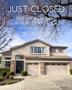 🏡 Just Closed | Andrew Lane, Walnut Creek
4 BD | 3 BA | 2,398 SF | 3-Car Garage
Sold: $1,750,000

This one had the full package, four bedrooms, three baths, a chef’s kitchen with center island, vaulted ceilings, and a 3-car garage, all tucked into one of Walnut Creek’s most convenient locations.

Walk to the trails, Larkey Park, hop on BART, and have your pick of cafés and restaurants nearby.

My clients are thrilled with their new home and the sellers achieved $1,750,000 on a beautifully updated property.

The $1.5M–$2M Walnut Creek market is active.

If you’re a homeowner in this area wondering what’s possible, Let chat!

Steven Potts // DRE #02215986
✉️ steven.potts@compass.com
🤙 925-444-0377

#pottsrealestate #walnutcreekREALTOR® #walnutcreekrealestate #dre02215986
