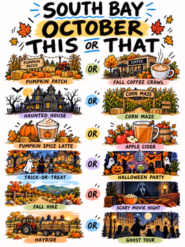 South Bay October edition 🍂🎃

Which side are you picking?

Pumpkin patch or fall coffee crawl?
Haunted house or corn maze?
Pumpkin spice latte or apple cider?
Trick-or-treating or Halloween party?
Fall hike or scary movie night?
Hayride or ghost tour?

October in the South Bay has way too many good options, so I’m curious.  What are your picks?

Send this to someone you’d spend a fall weekend with and compare answers 👇

#SouthBay #SouthBayCalifornia #SanJose #SanJoseCA #SanJoseEvents #SanJoseLifestyle #ThingsToDoInSanJose #SouthBayEvents #BayAreaEvents #BayAreaLifestyle #OctoberInSanJose #FallInSanJose #FallInTheBayArea #HalloweenSanJose #HalloweenBayArea #PumpkinPatch #FallActivities #SanJoseREALTOR® #SouthBayREALTOR®