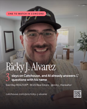 One to Watch in Concord: @ricky_thereal estate agent .

He signed up just a few days days ago. AI already answers twelve questions in Concord with his name, he has full coverage across engines.

That is the fastest presence build we have seen so far, and it is a useful reminder: this is not a popularity contest.  Answer the questions buyers actually ask, in your own words, and the engines catch up in days.

Watch this one.

—
Instagram: @ricky_thereal estate agent
LinkedIn: Ricky J. Alvarez

#Concord #EastBayRealEstate #BayAreaRealEstate #AEO #AISearch OneToWatch