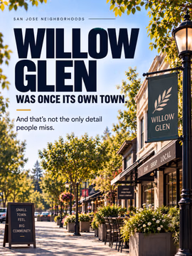 Willow Glen wasn’t always part of San Jose. 👀

Before the tree-lined streets, local shops, and homes we know today, Willow Glen had orchards, fought a proposed railroad route, and even operated as its own town from 1927 to 1936.

There’s a lot more history behind this San Jose neighborhood than you might expect.

Which San Jose neighborhood should I explore next?

#WillowGlen #WillowGlenSanJose #SanJose #SanJoseCA #SanJoseNeighborhoods #SouthBay #SouthBayLiving #SiliconValley #SanJoseRealEstate #BayAreaRealEstate
