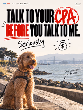 Talk to your CPA before you talk to me. Seriously. 💰
I meet a lot of homeowners who are thinking about selling, sometimes for very good reasons, but they wait months to really explore it because they’re worried about the capital gains taxes.
And I get it.
If you bought your Berkeley home 20 or 30 years ago, you may be sitting on a huge amount of equity. That’s great — but it can also mean a significant tax bill when you sell. 🏡
On the other hand, maybe you bought only a couple of years ago and now need to relocate. You may be wondering whether you even qualify for the capital gains exclusion.
Those are completely different situations, and I’m not the person who should be giving you the tax answer. Your CPA is.
What I can tell you is: don’t wait until you’re already in escrow to figure this out.
Talk to your CPA early. Understand what your potential tax exposure is, what improvements may increase your cost basis, whether you qualify for an exclusion, and whether the timing of the sale makes a difference.
Once you know the numbers, you can actually make a good decision about whether selling makes sense.
If you’re thinking about selling this year and don’t have a CPA who understands real estate, call or text me at 628-259-8398. I’m happy to make an introduction.
No obligation to sell anything with me.
Filmed this one by Cesar Chavez Park in Berkeley, where I do a lot of my morning runs. 🌊
Oliver Davis
Fast Real Estate / eXp Realty
📞: 628-259-8398 | oliver@soldbyod.com | @oliverdavisreal estate agent
#eastbayrealestate #berkeleyca #capitalgains #berkeleyrealestate