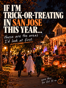 If you’re trick-or-treating in San Jose this Halloween, here are a few neighborhoods I’d look at first. 🎃🍬

From the big Halloween energy in **Willow Glen** to the tree-lined streets of the **Rose Garden**, classic suburban trick-or-treating in **Cambrian**, and underrated pockets around **Santa Teresa + Blossom Valley**, San Jose has plenty of great areas to explore on Halloween night.

Just remember: Halloween can change block by block, so look for porch lights, decorations, families already walking around, and streets where the homes are fairly close together.

If you’re going with younger kids, I’d start around sunset before the biggest crowds arrive.

Save this for **Halloween 2026** and send it to a San Jose parent who’s already planning where to trick-or-treat. 👻

Did I miss a neighborhood or street that goes all out? Drop it below — I want to add it to my list.

#SanJoseHalloween #SanJoseTrickOrTreating #HalloweenSanJose #WillowGlen #RoseGardenSanJose #CambrianSanJose #SouthSanJose #SantaTeresaSanJose #BlossomValley #SanJoseFamilies #SanJoseKids #SanJoseEvents #ThingsToDoInSanJose #BayAreaHalloween #SouthBayEvents