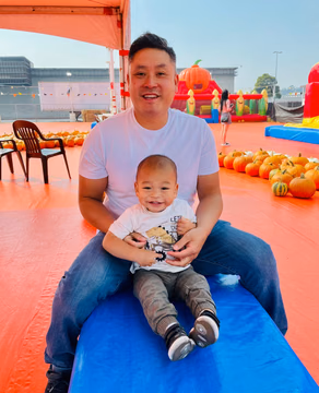 Ran errands at Macy's and stumbled upon this little pumpkin patch 🎃. They charged $5 for 30 mins of pure fun. I just wanted him to burn off some energy! Those orange mats were blindingly bright, so don't forget your shades if you go! 😎⁠
⁠
Does he look like me? 😄⁠
⁠
 As he grows, caring for him gets more challenging by the week. The anticipation of the terrible twos is real! 🙈 ⁠
#PumpkinPatchFun #DadLife"