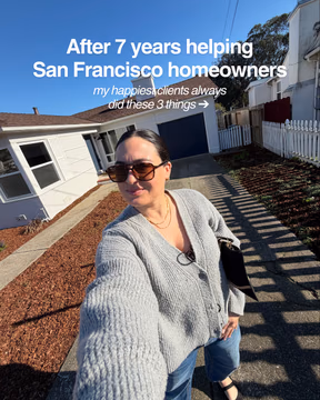 After 7 years of helping people buy and sell in San Francisco, I’ve noticed something about my happiest clients:

They let me in on the real stuff early. 🤍

What they’re actually comfortable spending.
What they’re worried about.
What they secretly want.
What they absolutely don’t want to compromise on.
And what would make the move feel completely worth it.

That’s the stuff I want to know before we’re standing in a house in San Francisco trying to decide if we should write an offer.

Because the more I understand what matters to you, the better I can help you navigate the market, spot the right opportunities, and make decisions without constantly second-guessing yourself.

Buying a home in the Bay Area is a big deal. You shouldn’t have to figure it all out alone.

If a move is on your mind this year, send me a message. I’d love to help you do it the calm way. 🏡

#sanfranciscorealestate #sanfranciscoREALTOR® #bayarearealestate #sanfranciscohomes #homebuyingsanfrancisco