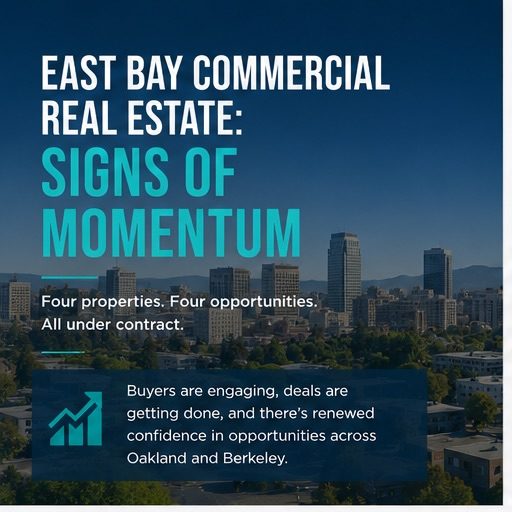 Momentum is building in the East Bay commercial real estate market.

Four very different properties across Oakland and Berkeley are now under contract. Some took patience, but we’re seeing buyers engage, deals move forward, and renewed confidence in the market.

The market isn’t easy — but good real estate, realistic expectations, and persistence are creating transactions.

Thinking about selling or leasing? Let’s talk.

#OaklandCRE #EastBayCRE #CommercialRealEstate #OaklandRealEstate